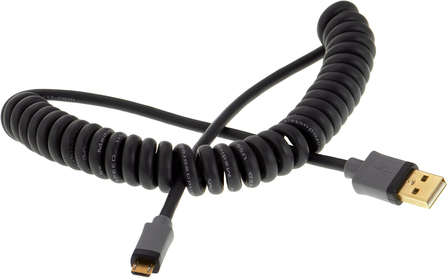 MEDIABRIDGE USB 2.0 MicroUSB to USB Coiled Cable (2.56 Feet) High
