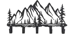 VIVICOMFY Metal Mountain Coat Hooks Wall Art Decor-Mountain Hangers and Key Holder-Clothes Hat Rack and Backpack Hanger Decor