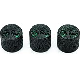 Guyker Guitar Bass Potentiometer Control Knobs with 6mm Dia. Shaft Pots - 3PCS Zinc Alloy Dome Speed Tone Volume Switch Knob with Tree Of Life Surface for Electric Guitar Bass CKB026 Black, Black Top