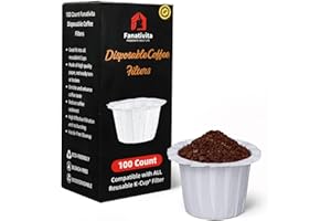 100 Count Fanativita K Cup Coffee Filters Disposable for Keurig Single Cup, Compatible with All Reusable K Cups (White)