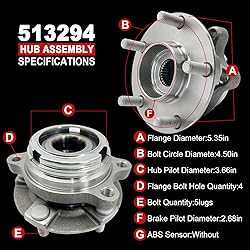 Pair 513294 Front Wheel Bearing Hub Assembly