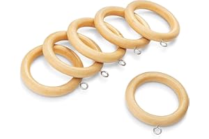 Galaxy Indiacraft Wooden Curtain Rings/Hooks/Clips for 1.25 to 2.5 Inch Curtain Rod (Set of 12) (Inner Dia 2.5, Outer Dia 3.5 Inch, Natural Maplewood)