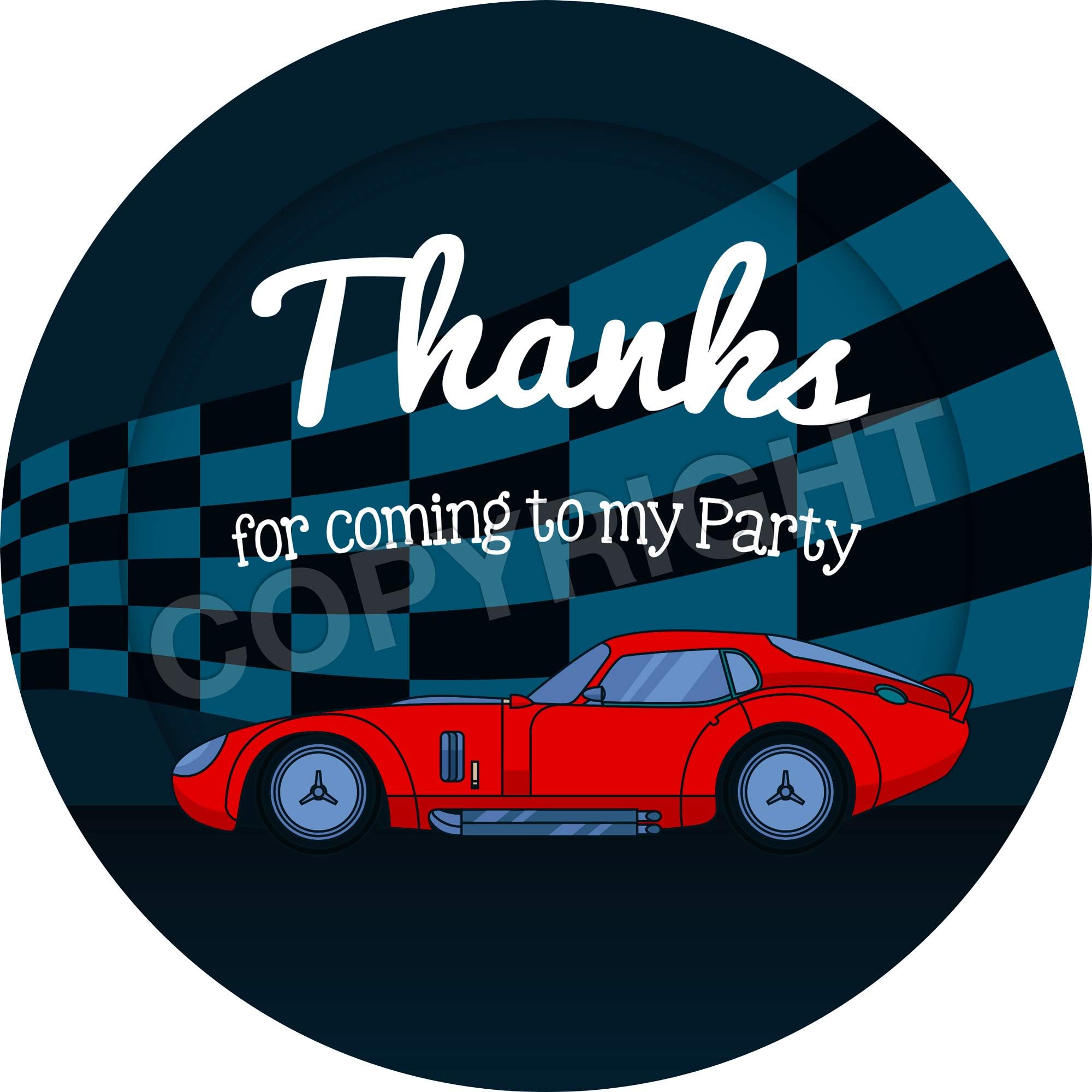 Racing Car Sticker Labels (24 Stickers, 1.8'' Inch Each) Seals Ideal for Treat Favor Party Bags Candy Cones Jars Gift Boxes Bottles Crafts