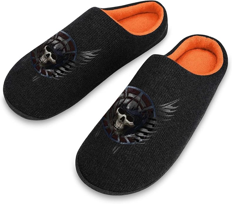 FINDYOU Battle Crest Skull Men's Cotton Slippers