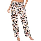 PrelerDIY Women Comfy Pajama Pants Stretch Sleepwear Lounge Pants With Pockets & Drawstring