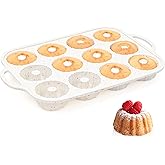 AOTASO 3 Inch Silicone Mini Fluted Tube Cake Pans with Metal Reinforced Frame, 12-Cavity Mini Flan Molds, Non-stick Silicone Baking Mold(1 Pc)