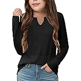 Floral Find Girls Casual V Neck Long Sleeve Tops Loose Fit Tunic Fall T Shirts Blouse