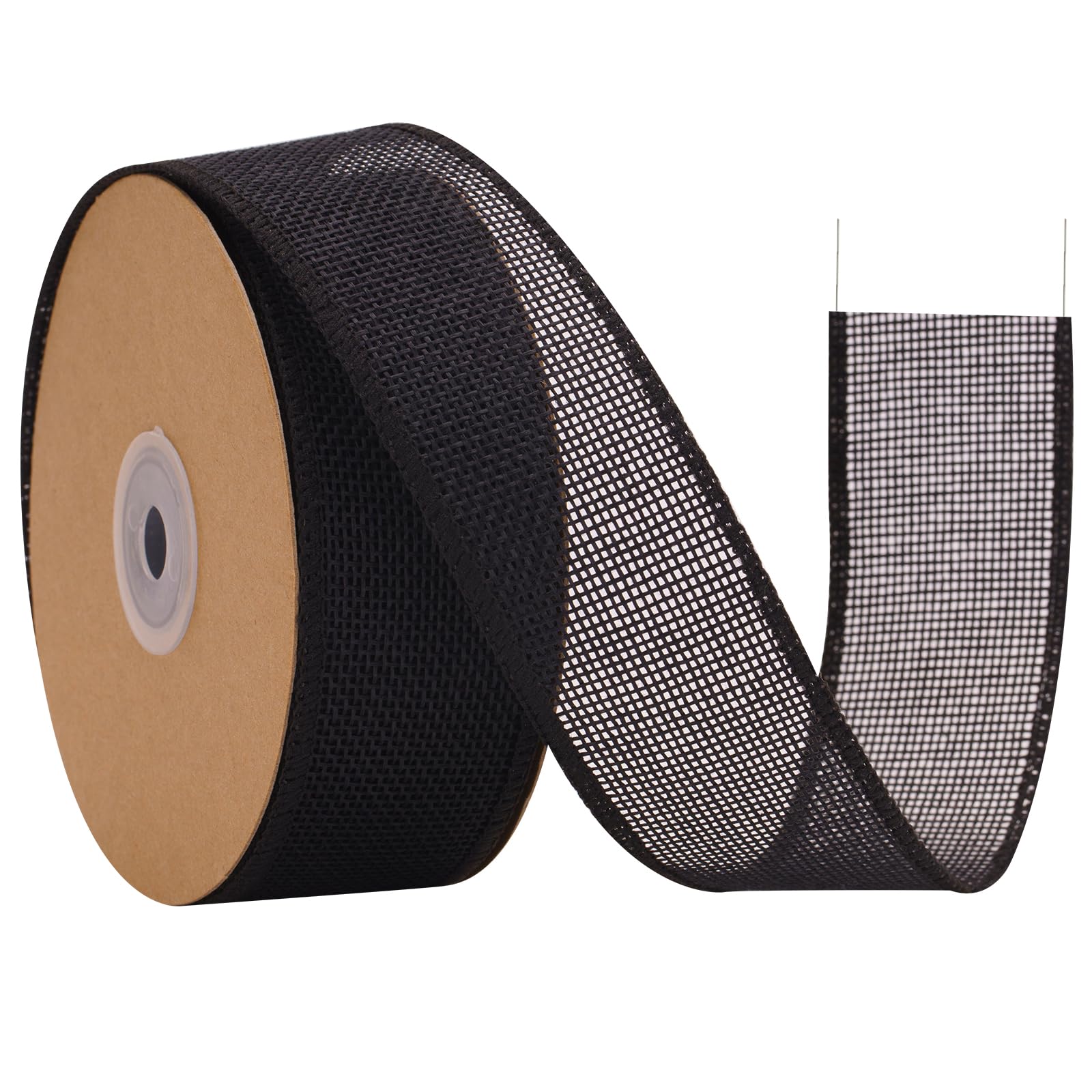 G2PLUS 4cm Black Wired Burlap Ribbon: 10m Hessian Ribbon for Crafting, Bows, Gift Wrapping, Wreaths, Christmas Decoration