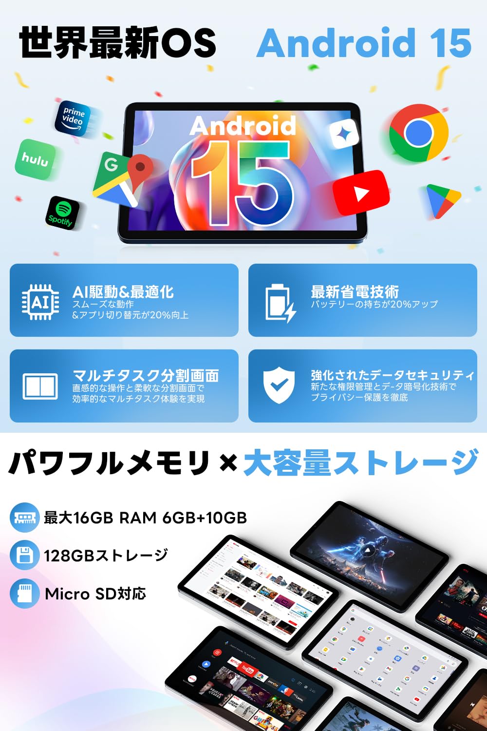 WidevineL1 Android 15 Tablet, 10.1-inch Large Screen & AI Optimized OS, Tablet, 24 GB + 128 GB, 1TB Expansion, GMS Certified, High Performance 8 Core CPU, T606 + G57 GPU, Thin & Lightweight, Android