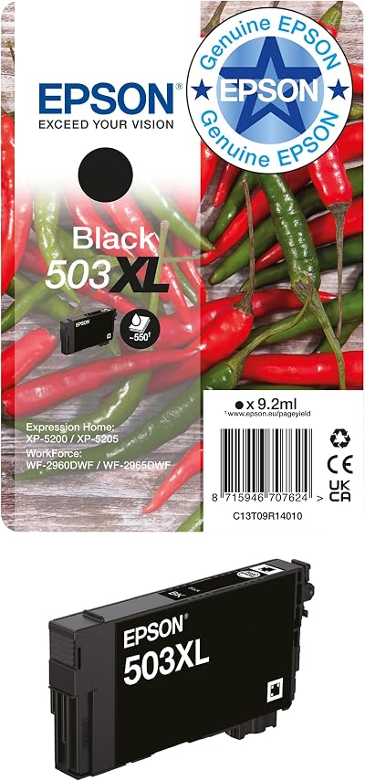 Epson 503XL Chillies Genuine Multipack Ink Cartridges Black Colour Set