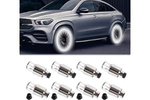 Kutyun 8PCS LED Wheel Lights, Automotive Tire Light Assemblies, Air Neon Valve Light, Waterproof LED Flashing Light, Car Exterior Accessories Tire Valve Caps Lamp Universal for Car Bike (White)