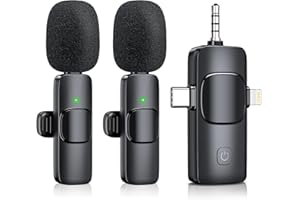 BAILIXIN Wireless Lapel Microphone, Noise Canceling Microphone for iPhone, Android, PC, Ideal Video Recording, Vlogging, Podcasts & TikTok