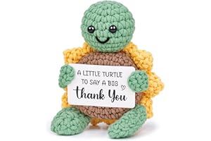 Qallicon Thank You Gifts, Positive Handmade Crochet Sunflower Turtle Decor, Appreciation Gifts with Heart-Warming Card, Thank