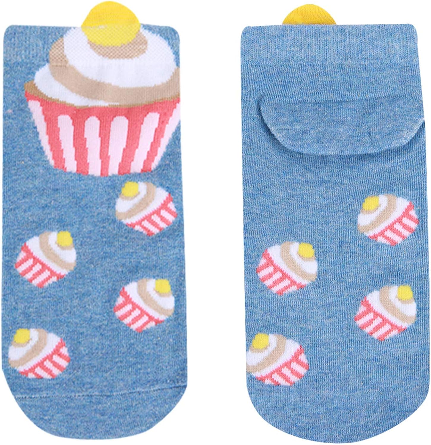 5 Pairs Women Girls Novelty Ankle Socks Cotton Cute Animal Stripe Flower Design (Multi-Cupcakes) at  Women’s Clothing store