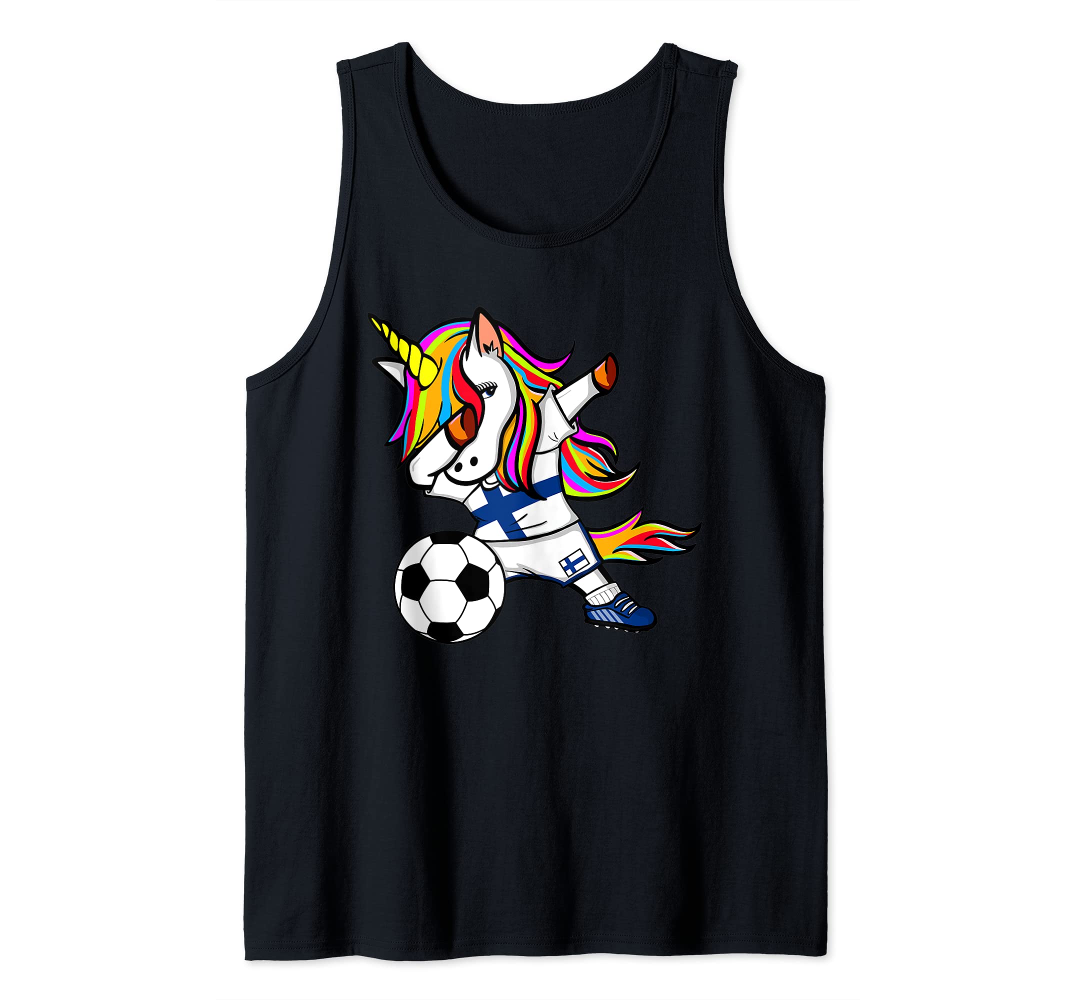 Funny Dabbing Unicorn Finland Football - Finnish Flag Soccer Tank Top