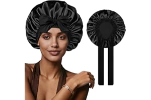 Silk Bonnet for Women, Satin Bonnet for Sleeping, Large Sleep Cap with Elastic Tie Band for Curly Braid Hair