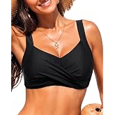 Women Underwire Push Up Bikini Tops Bra Padded Swimsuit Top Only | Full Coverage,Underwire Support,Flattering Wrap Design,Adjustable Straps&amp;Hook,Premium Soft Fabric