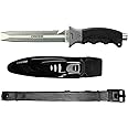 Cressi Borg, Long Blade Knife for Diving and Spearfishing Knife - Pointed & Blunt Tip