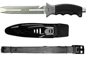 Cressi Borg, Long Blade Knife for Diving and Spearfishing Knife - Pointed & Blunt Tip
