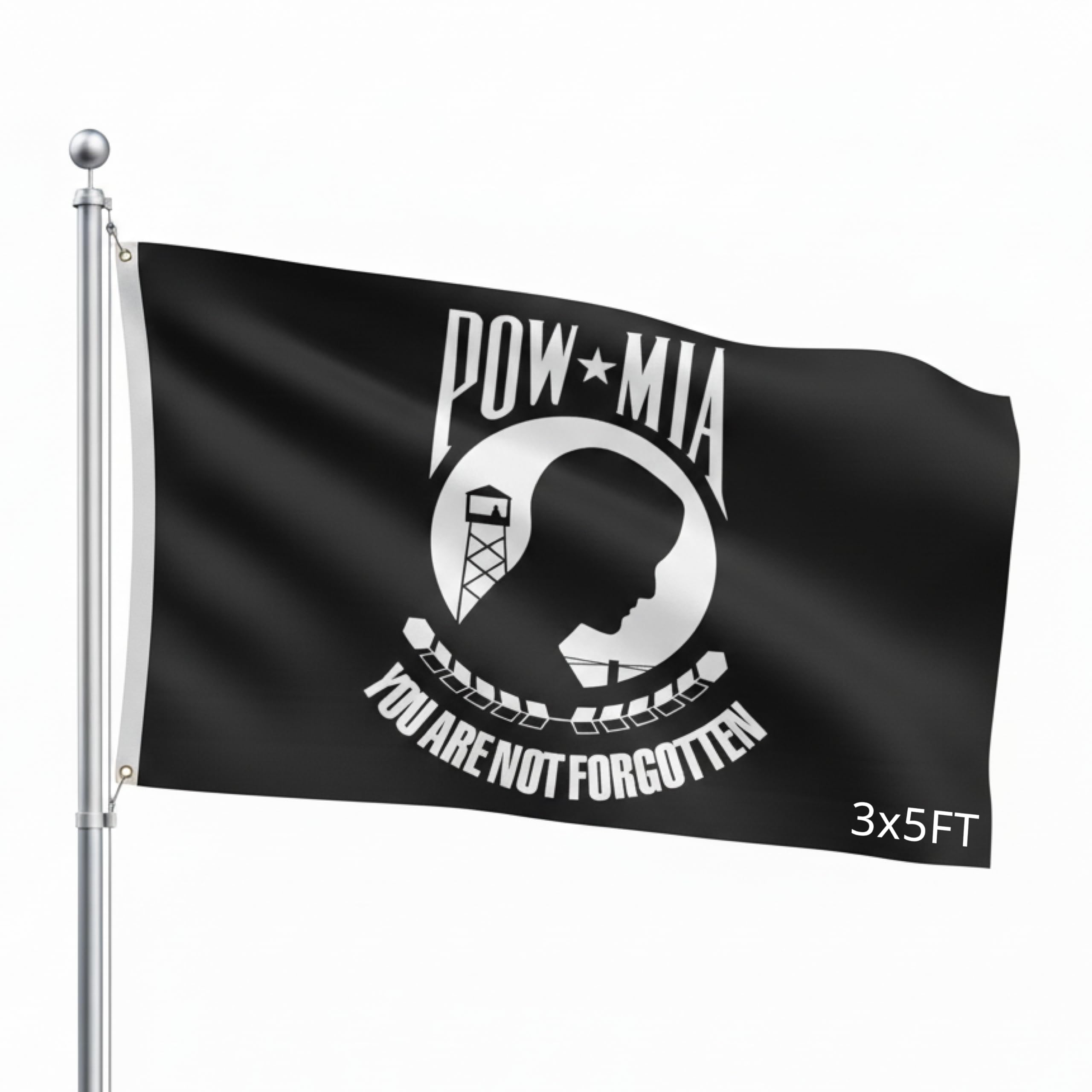 Outdoor Flag - Large 3' x 5', Weather-Resistant Polyester POW-MIA