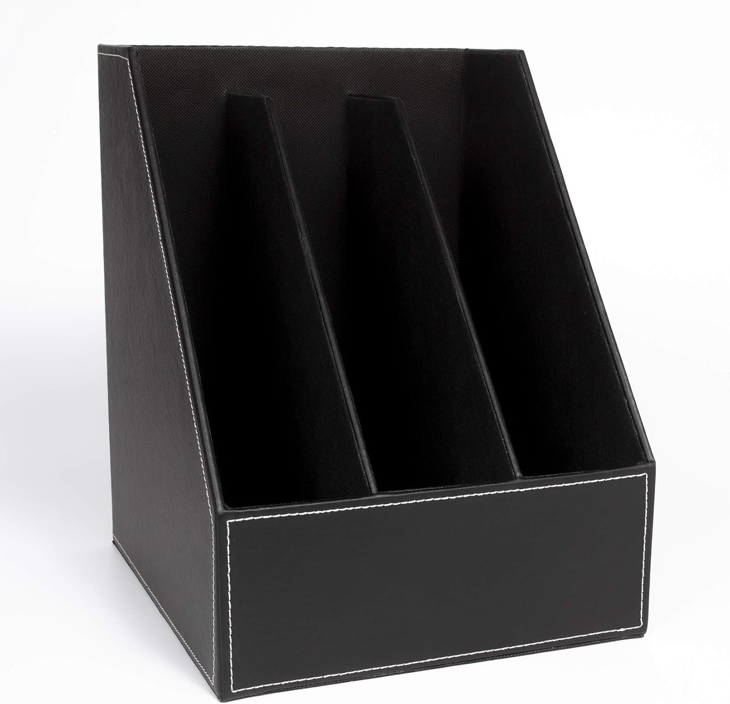 EHC 3 Section Faux Leather Magazine Holders Frames File Dividers