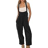 YUENIU Women's Effortless Denim Overalls Adjustable Straps Loose Fit Jumpsuit Tapered Leg Bib Romper with Pockets
