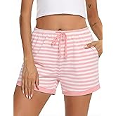 Frcdaunrs Cotton Pajama Shorts for Women Soft Sleep Shorts Casual Elastic Waist Pj Bottoms with Drawstring & Pockets