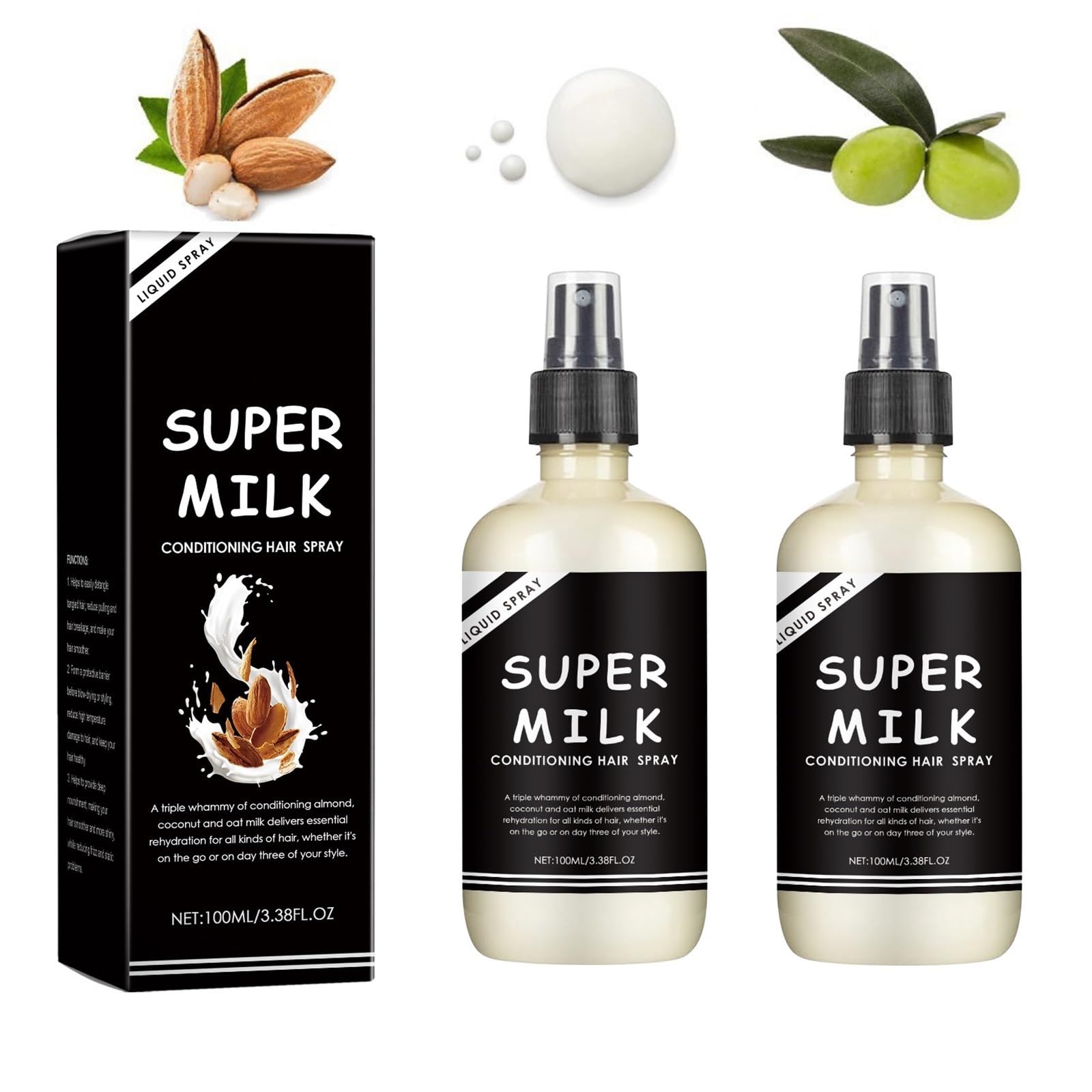 Photo 1 of  Super Milk Conditioning Hair Primer, Super Milk Conditioner Hair Detangler Spray, Softening Moisturizing Nourishing Smooth Hair Care,Suitable for All Hair Types.