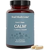 Real Mushrooms Calm Formula with Lion's Mane &amp; Reishi, 90ct | Calm Clarity and Relaxed Alertness Support, Lion's Mane, Reishi and AlphaWave L-Theanine, Mushroom Supplement