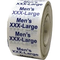 Amazon.com: 男款XXXL 號透明服裝尺寸條狀貼紙1.25 x 5 英吋125 個捲上 ...