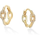 VACRONA Cubic Zirconia Huggie Earrings 14k Gold Plated Tiny Earrings Small Huggie Hoop Earrings Simple Lightweight Hoops Gift for Women