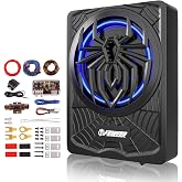 1200W Under Seat Subwoofers with Amp, 10" Subwoofer with Built in Amp | Individual Control for Low Pass/Gain/Boost Bass.Deep Bass Perfect for Truck/SUV/Jeep/MPV,Blue LED