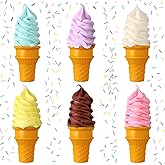 Seenelling 6 Pcs Simulated Ice Cream Artificial Lifelike Fake Ice Cream Cone Fake Food Model for Home Kitchen Cabinet Showcase Desk Shops Summer Display Photography Props Party Decoration