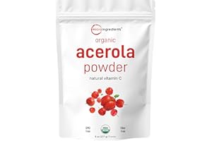 MICRO INGREDIENTS Organic Acerola Powder, 8oz | Natural Organic Vitamin C Superfood | No Sugar & Additives | Great Flavor for Drinks, Smoothie, & Beverages | Non-GMO & Vegan Friendly, Brazil Origin