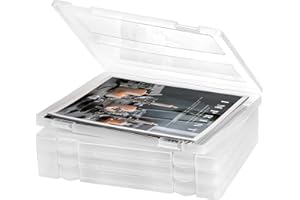 Hiceeden 4 Pack Plastic Project Case for 8.5"x11" Letter File, Trasparent Scrapbook Paper Storage Box Slim Document Holder Or