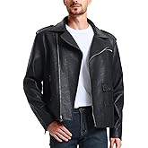 WULFUL Men's Leather Jackets, Faux Bomber Jacket for Men Motorcycle Lapel Asymmetric Zip-Up Slim Fit Biker Coat