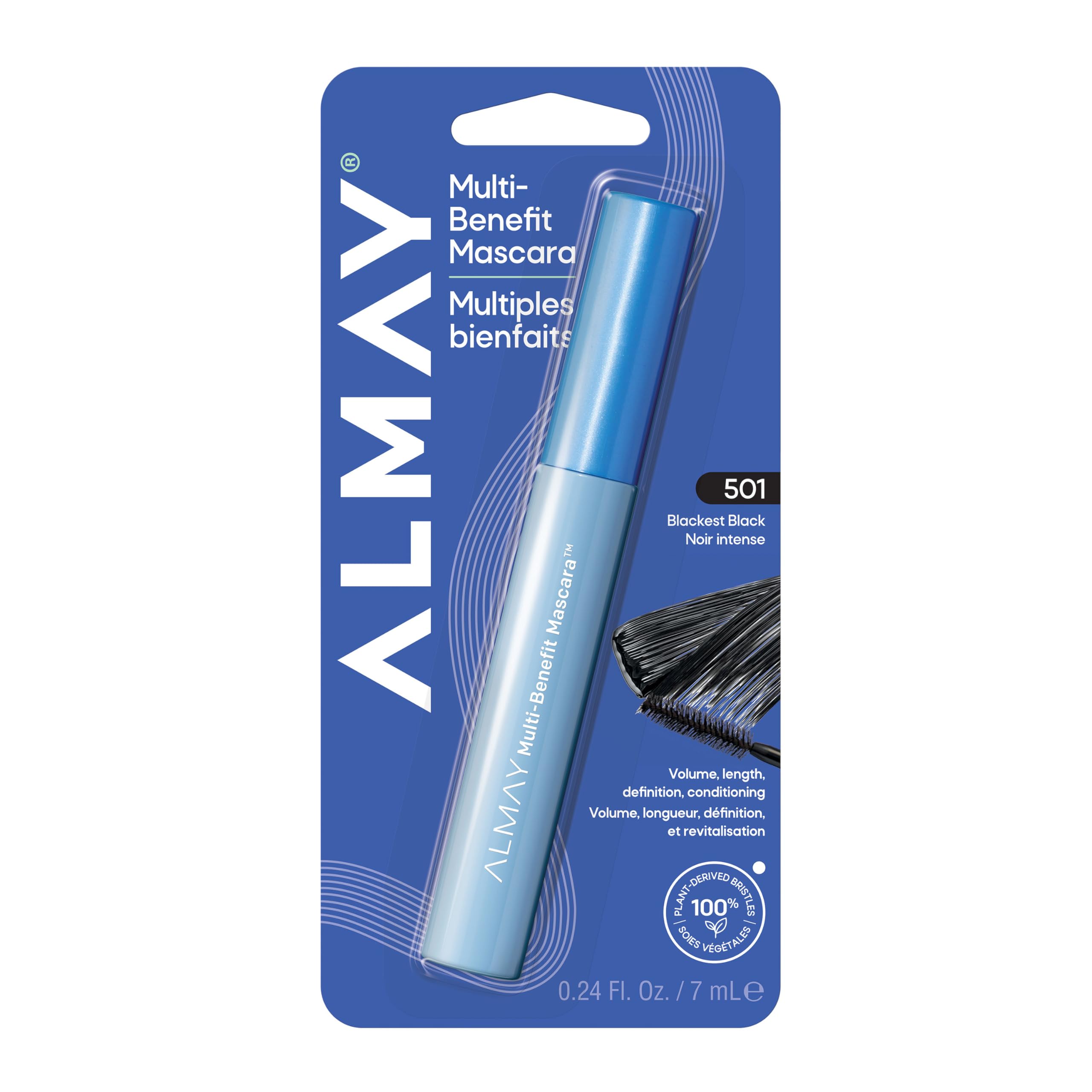 Almay One Coat Multi-Benefit Mascara, Blackest Black, 0.24 Fluid Ounce by Almay