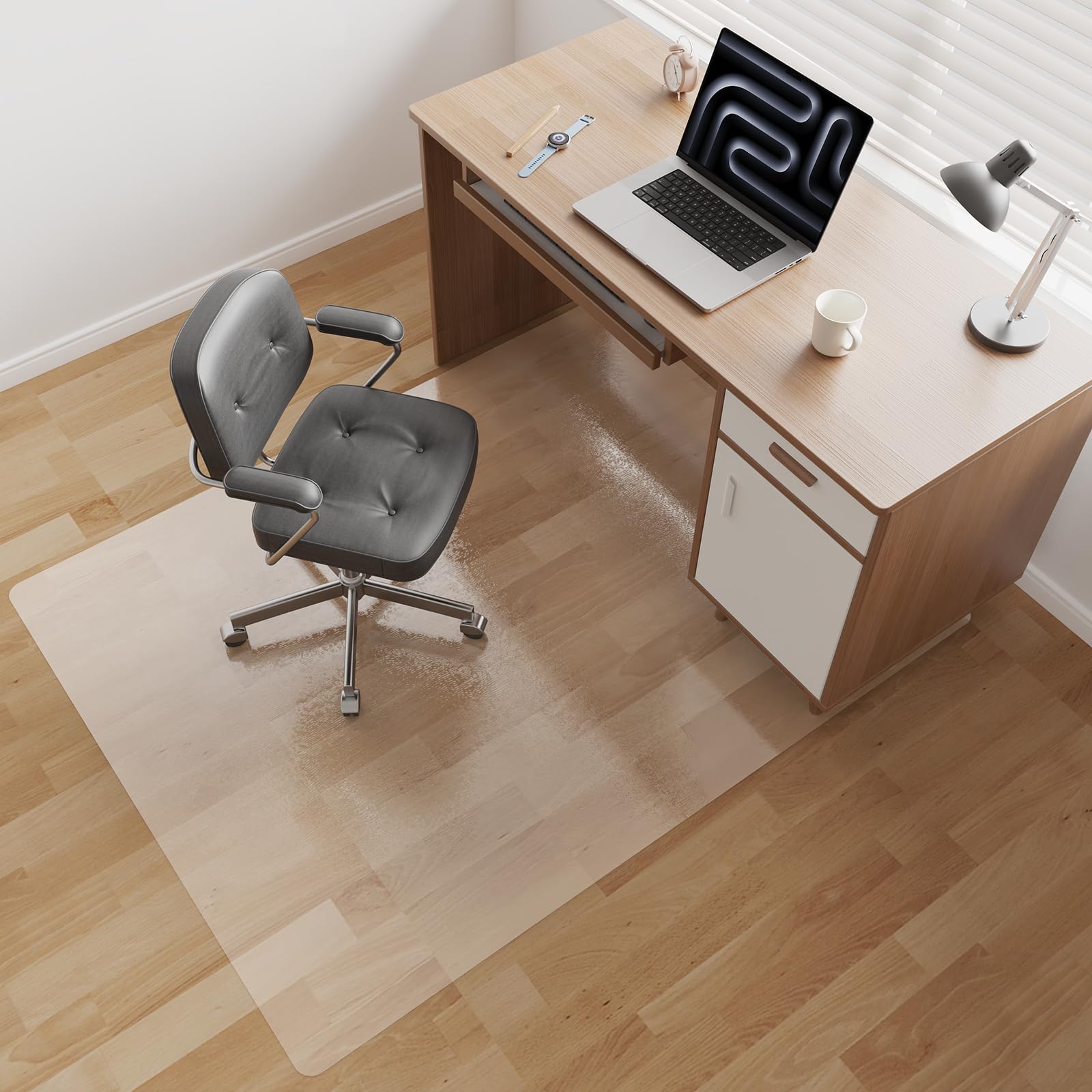 Photo 1 of [Two-Sided Usable] 60” x 75” Hard Floor Chair Mats for Office, Clear Computer Chair Mat for Hardwood, Plastic Desk Floor Mat for Hardwood Floors, Rubber Office Chair Mat for Tile/Laminate Floor