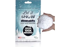 Let it Snow Instant Fake Snow for Slime - Made in The USA, Gentle, Safe & Easy to Use Artificial Snow Powder - Perfect Play Snow for Holiday Decorations, Photography, Sensory Play, & Slime (1 Pack)