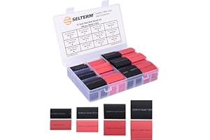 SELTERM Large Size Marine Grade Heat Shrink Tubing Kit 1, 3/4, 1/2, 5/8 Inch Assortment, 3:1 Dual Wall Adhesive Lined, for Battery Cable Lugs Wire Terminal Connectors – Black & Red [108 pcs]