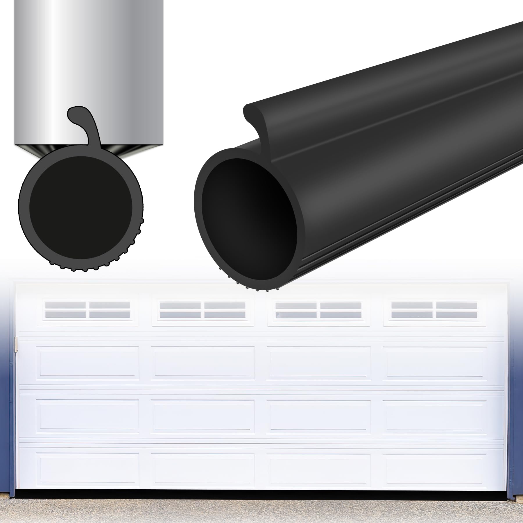 Photo 1 of Soengsau 0.19" P-Bulb Garage Door Bottom Weatherstripping, 16.4FT Black Replacement Seal Strip, Fits Single Track Overhead Door Impact Buffer