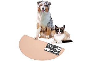 Should We Go? - Waterproof Silicone Pet Food Mat - Non-Slip, Spill-Proof Feeding Mats for Floors, Raised Edge Design, Easy-to-Clean, Durable Flexible Rubber Mat for Dog & Cat Bowls, Medium-Blush