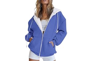 ADJHDFH Women's Casual Long Sleeve Zipper Sweatshirt Loose Round Neck Pullover Tops Y2K Hoodie