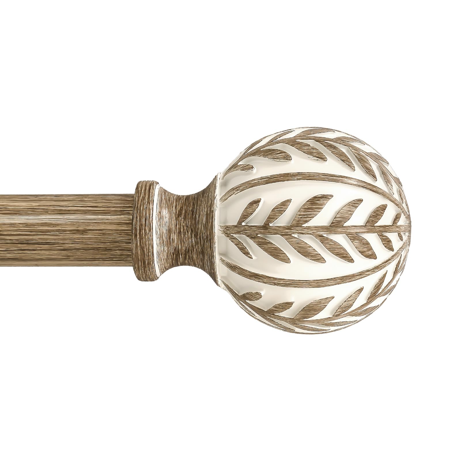 Photo 1 of QDWIS Boho Wood Curtain Rods for Windows 66 to 120 inch,1" Adjustable Heavy Duty Window Curtain Rod with Imitation Wood Grain Finials,Rustic Decorative Drapery Rods Set,Size:36-120'',Weathered Wood