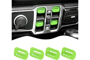 JECAR 4PCS Window Switch Button Cover Trim Interior Accessories for Jeep Wrangler JL JLU Gladiator JT 2018-2024 (Green)