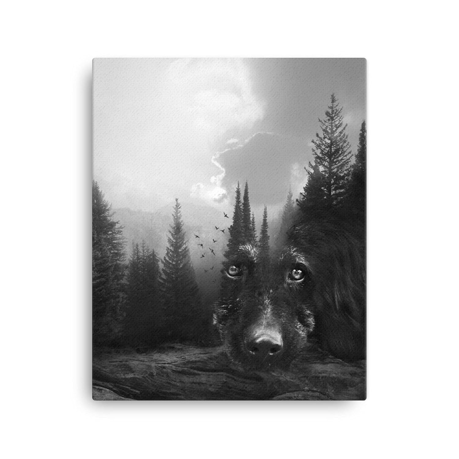 Dog Wall Art Terrier Gifts, Canvas Wall Art Black And White, Animal