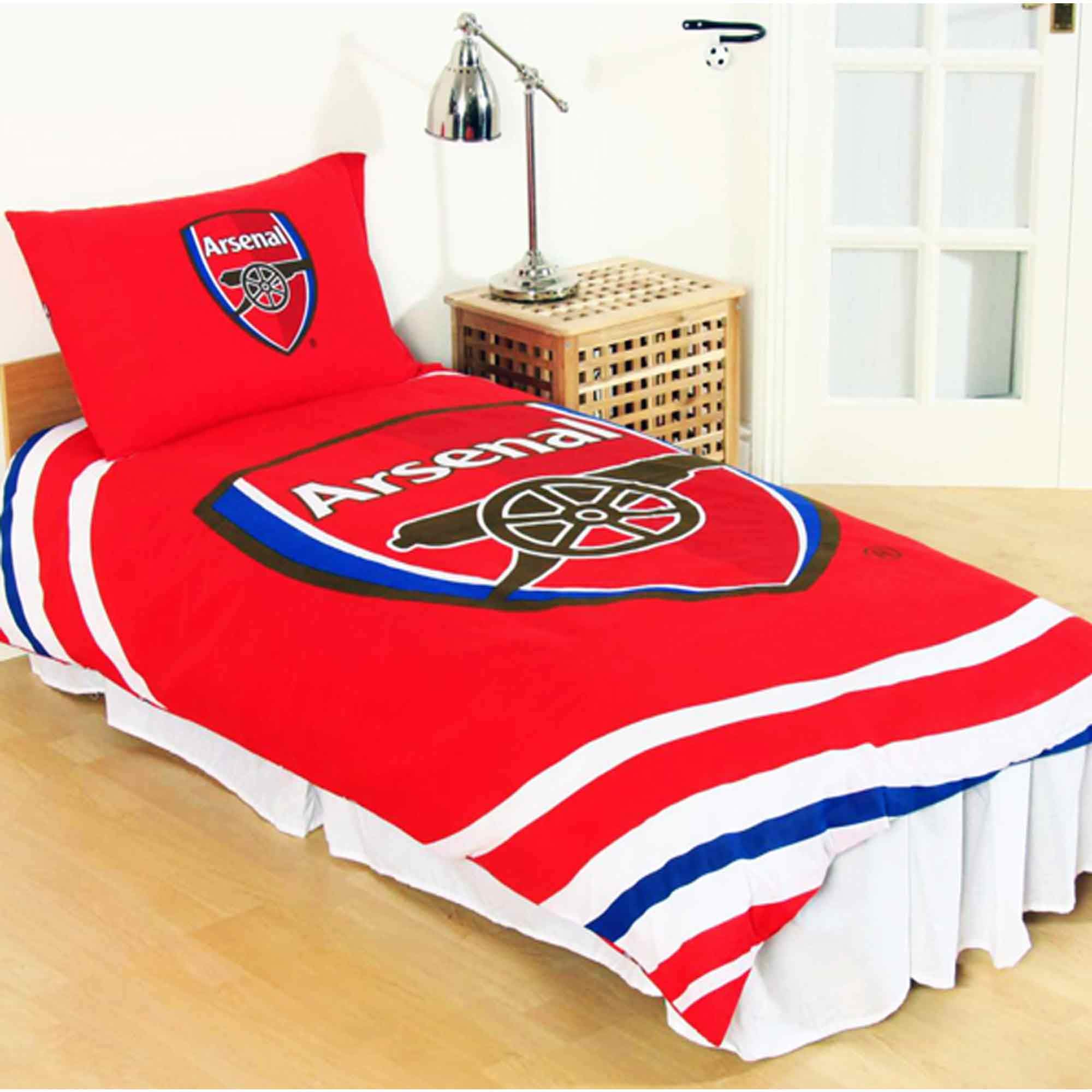 Gunners Official Arsenal FC Reversible Duvet Cover Set (Includes 1 Pillowcase)