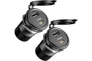 Acegoo 83W 12V USB Outlet PD 65W Type-C QC3.0 18W USB-A Dual Port Fast Charging Socket for Laptop, Waterproof Car Charger Replacement Accessories for RV Camper Trailer Boat Truck Golf (2 Pcs)
