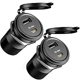 Acegoo 83W 12V USB Outlet PD 65W Type-C QC3.0 18W USB-A Dual Port Fast Charging Socket for Laptop, Waterproof Car Charger Replacement Accessories for RV Camper Trailer Boat Truck Golf (2 Pcs)