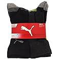 Puma Mens Cool Cell Crew Socks, 8-pack, Sock Size 10-13, Shoe Size 6-12 (Black/Gray)